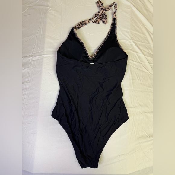 NWOT Brown and Black One-Piece Swimwear with Halter Neck - Picture 4 of 6